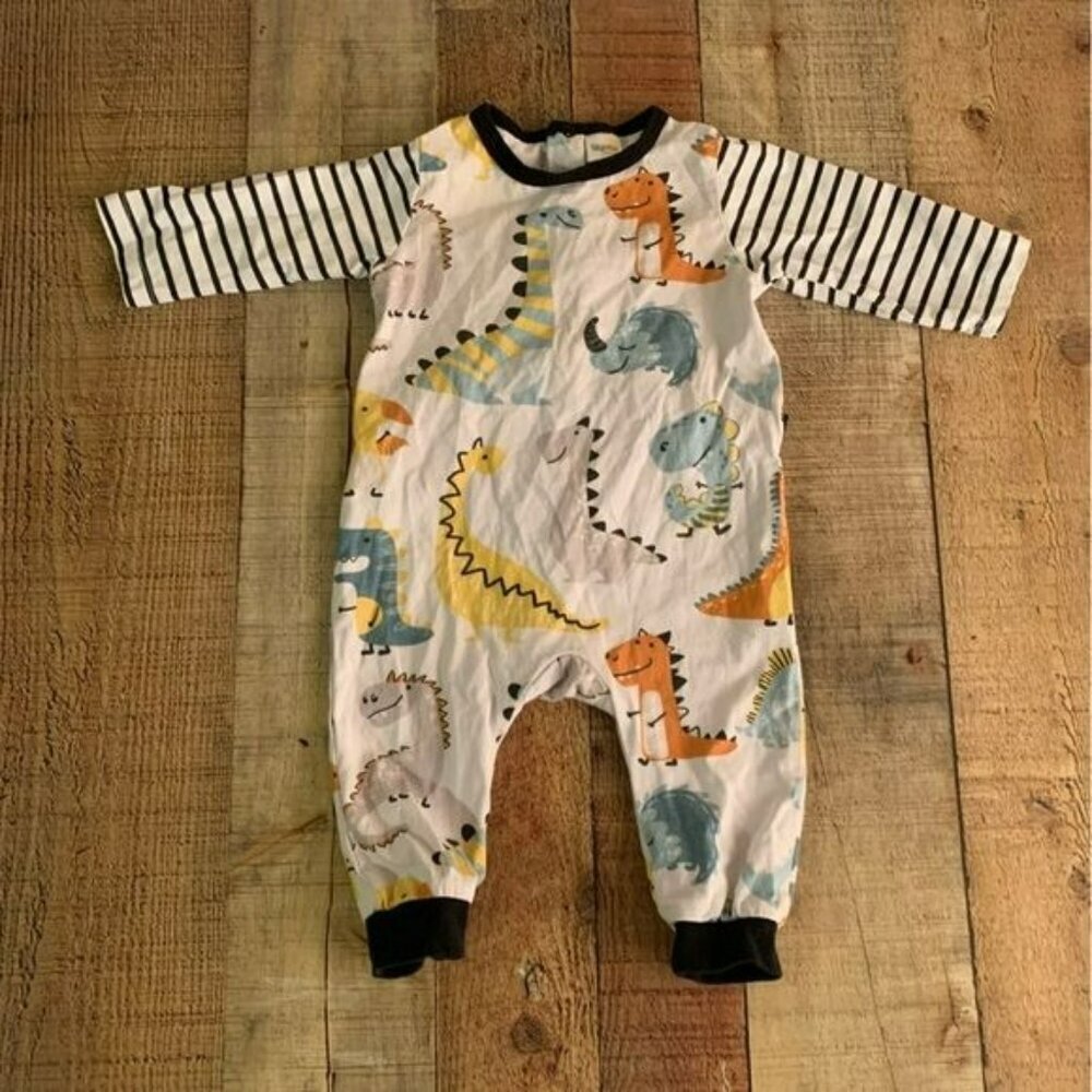 Peppy Mini baby dinosaur one piece with snap opening in back -3M